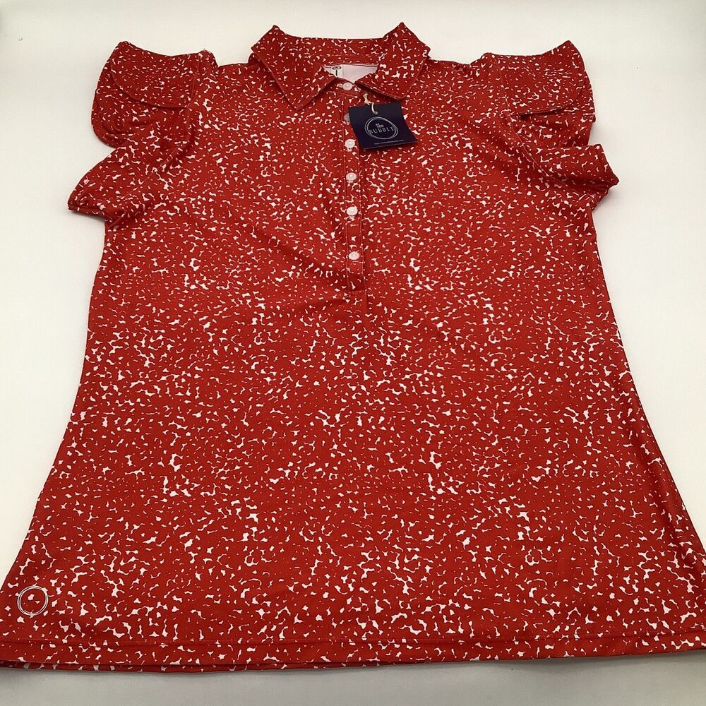 The Bubble Womens‎ Short Sleeve Flutter Tennis Golf Top Red Size Medium NWT